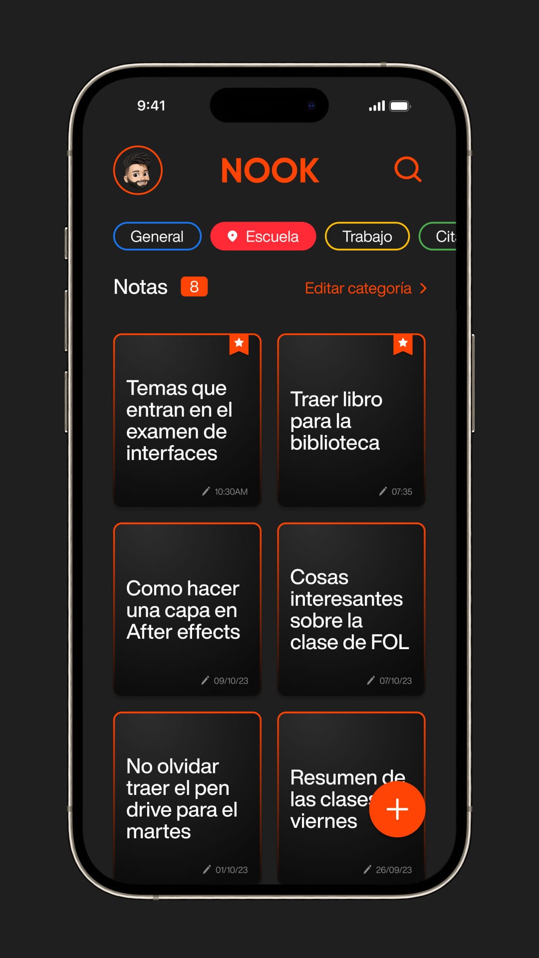 Nook - Interfaz de captura rápida de notas